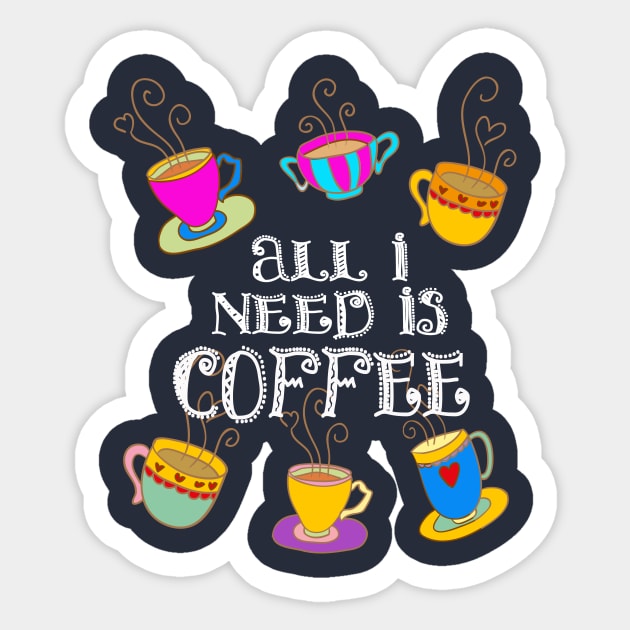 All I need is coffee w cups Sticker by letnothingstopyou